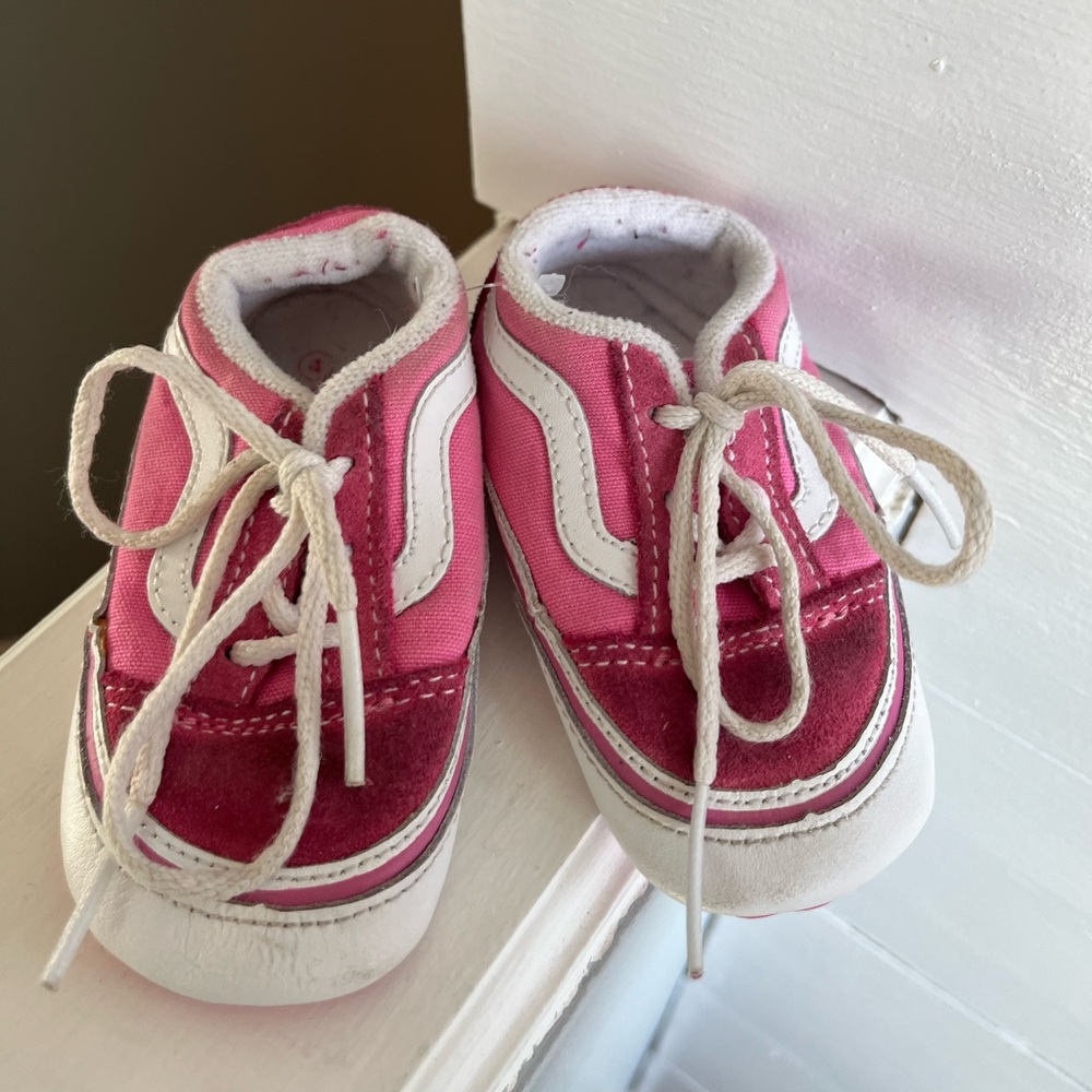 Vans Pink & White Baby Walker Sneakers